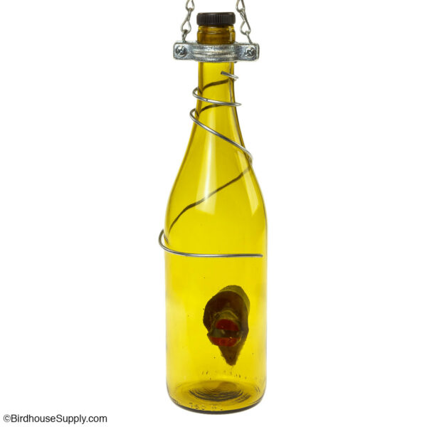 Bottles Uncorked Yellow Wine Bottle Bird Feeder - Silver