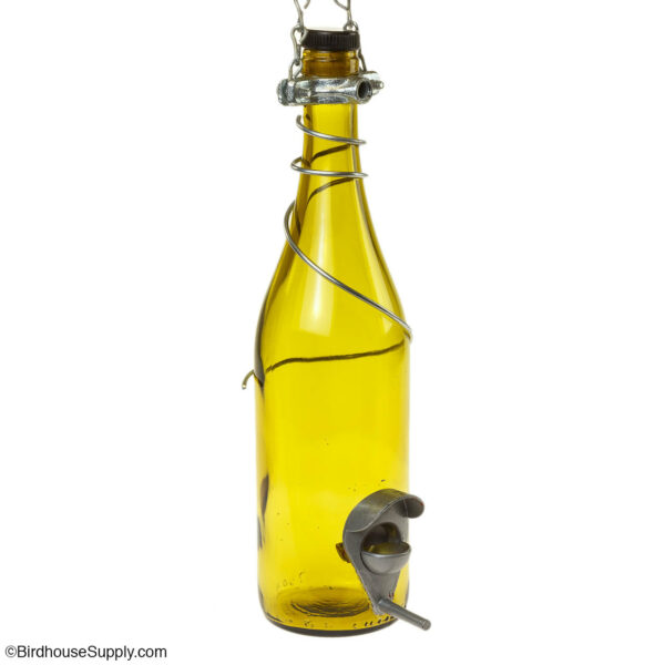 Bottles Uncorked Yellow Wine Bottle Bird Feeder - Silver